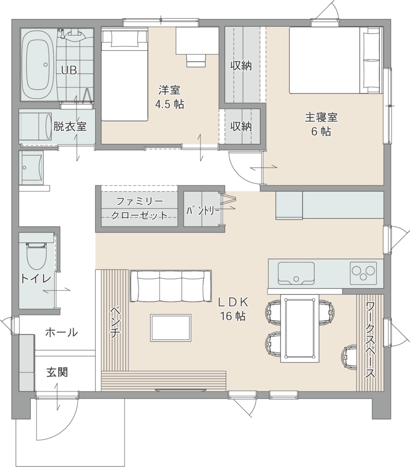 第一伊藤建設 1370万の超高性能平屋住宅・居心地のいい空間のフラットでシンプルな２０坪のお家mys 間取り