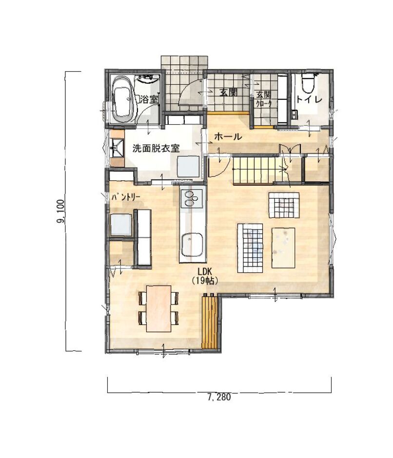 HAPPY HOUSE（山田工務店） 北道路の土地だからこそできるこの外観　私たちのこだわり…見てみない？ 1階