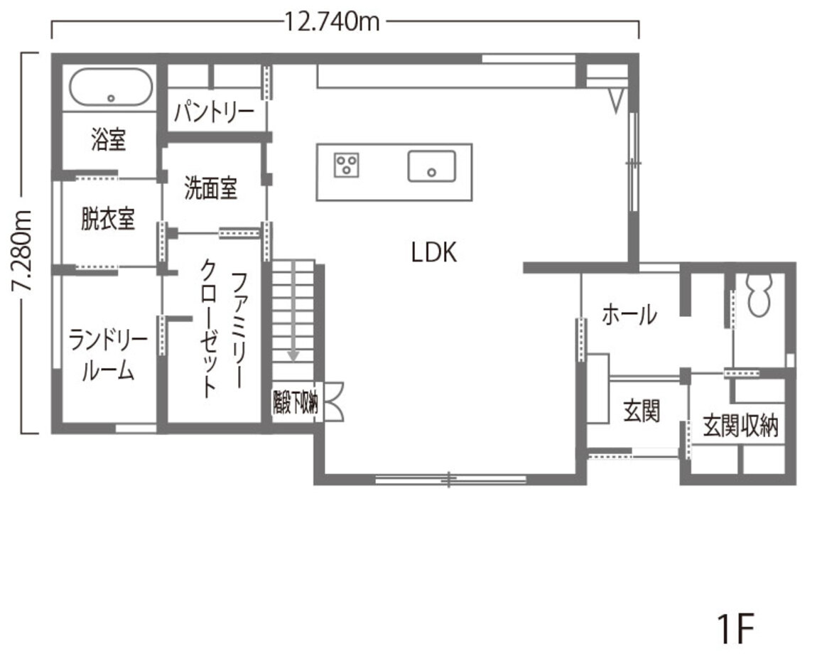 内田建設 豊橋市　小屋裏収納＆書斎がある家 1階