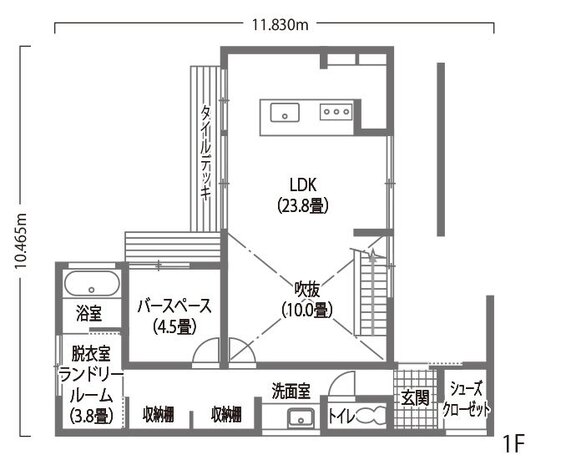 ハウスコネクト ホテルライクな暮らしを楽しむ大空間リビングのある家 1階