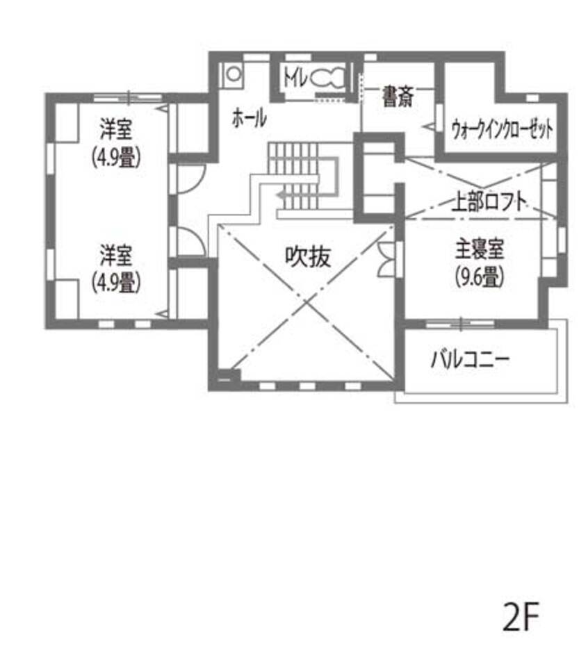 エフエフ住宅 解放感と回遊動線と細かな収納計画があるひのきの家 2階