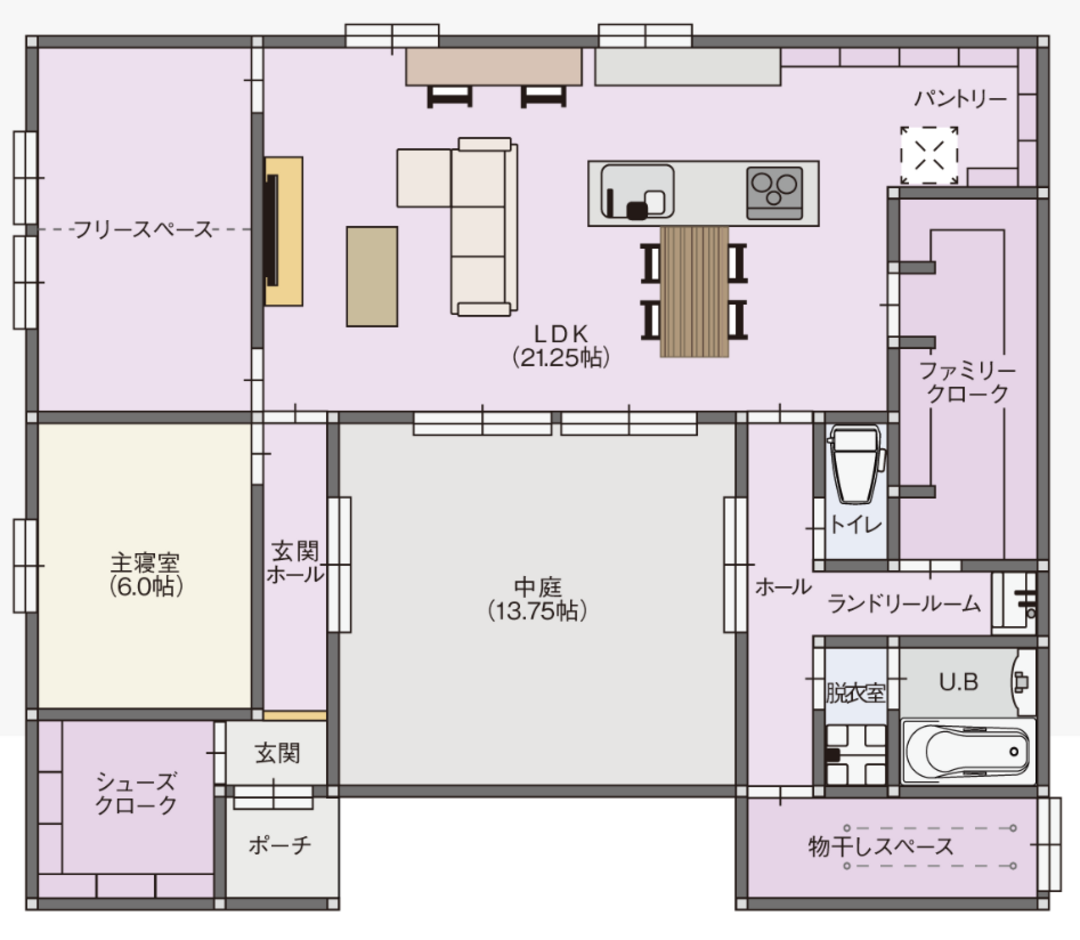 ARCHITECT STUDIO TEGOKORO （遠藤建築店） 広々リビングが特徴の平屋の家 1階