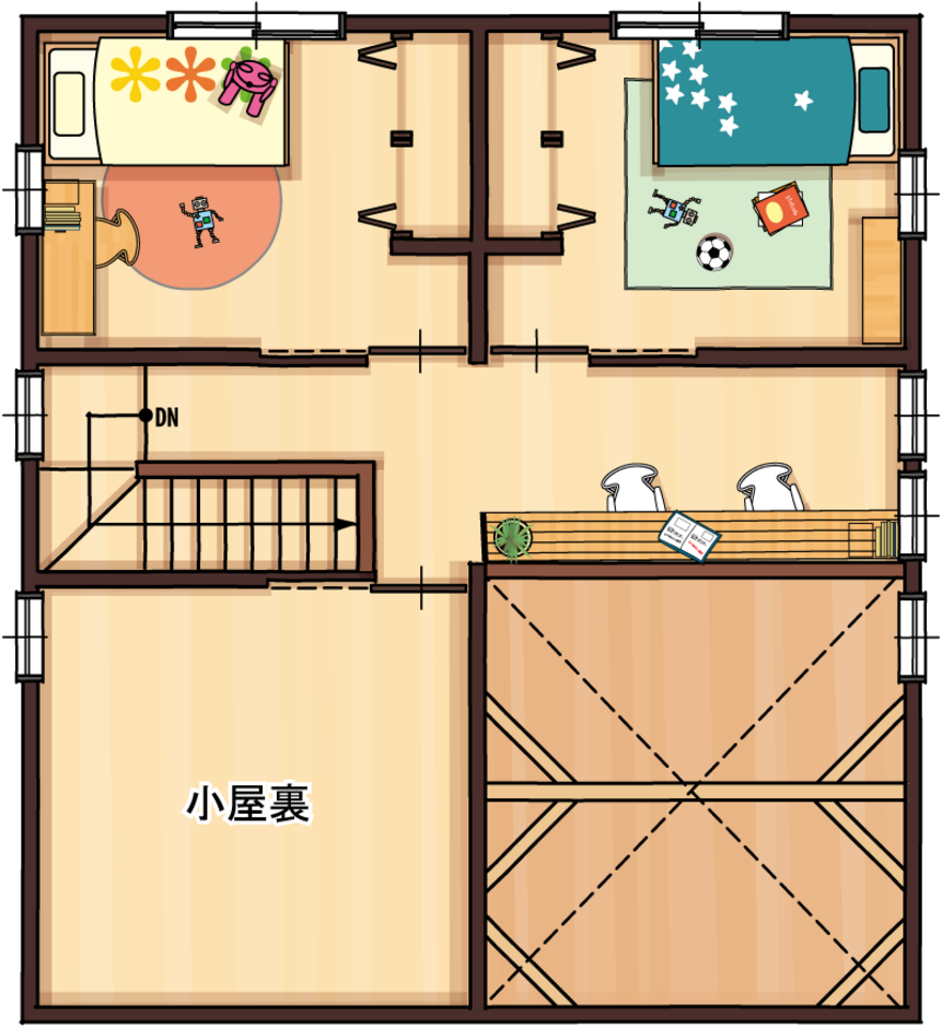 大和建設／BinO西尾南 BinO【LOAFER】開放的な吹抜けや光と風を生かす33坪の家 ２階
