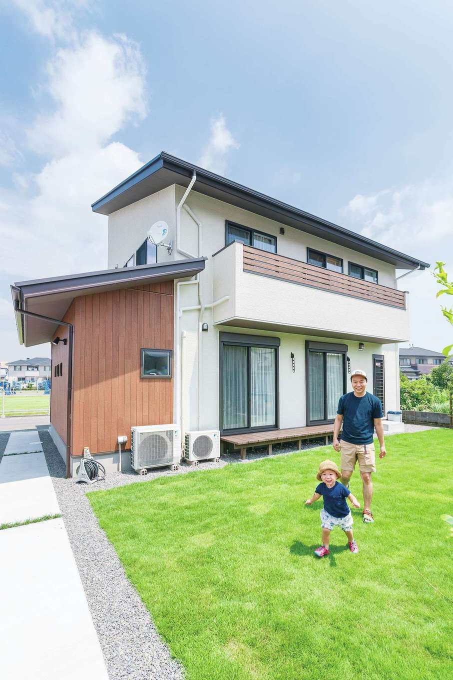 福工房【デザイン住宅、子育て、自然素材】のびのび遊べるよう敷地の使い方を工夫した