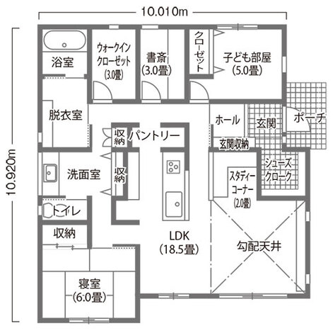 臼幸産業 暮らしに寄り添った、広がりとつながりのある住まい 1階（平屋）