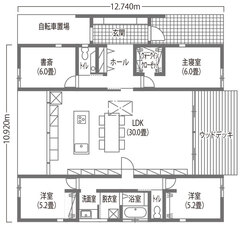 料理教室を開けるようプライバシーを確保したH型の平屋