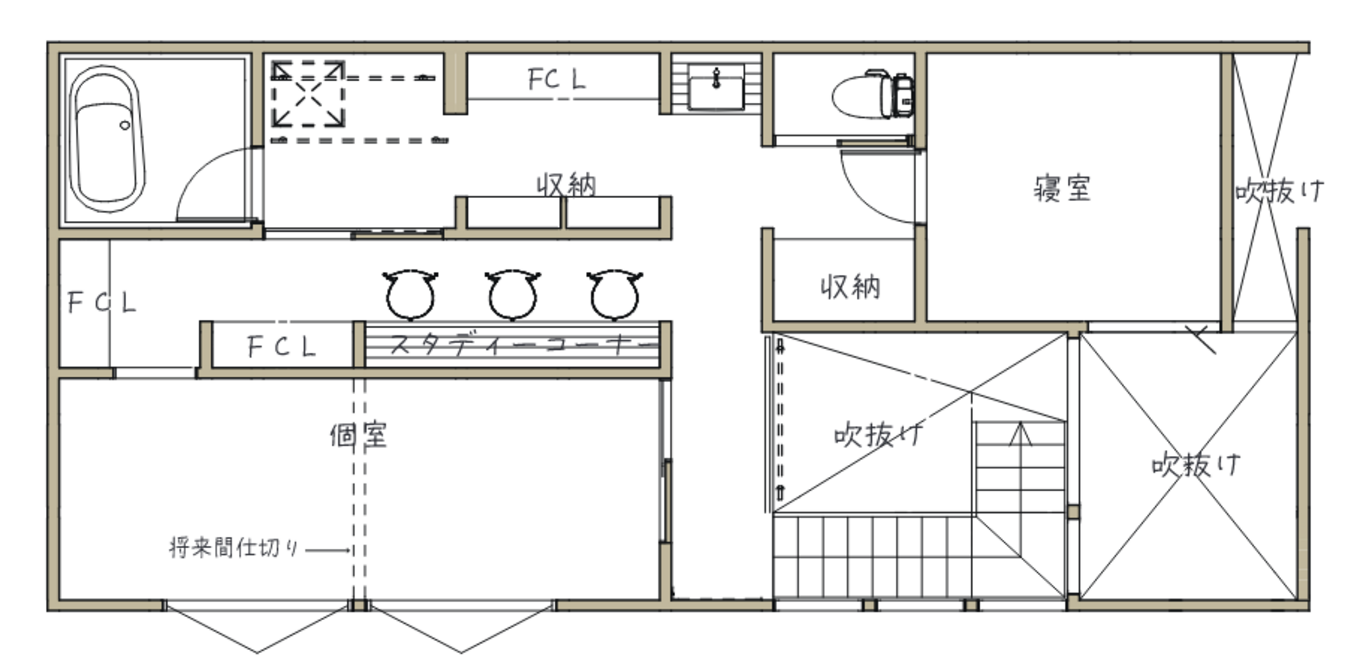 ハウスプラン（R＋house沼津・富士） 新しい暮らし方を提案、街中に住まう寛ぎの建築家住宅「共栄町モデルハウス」 2階