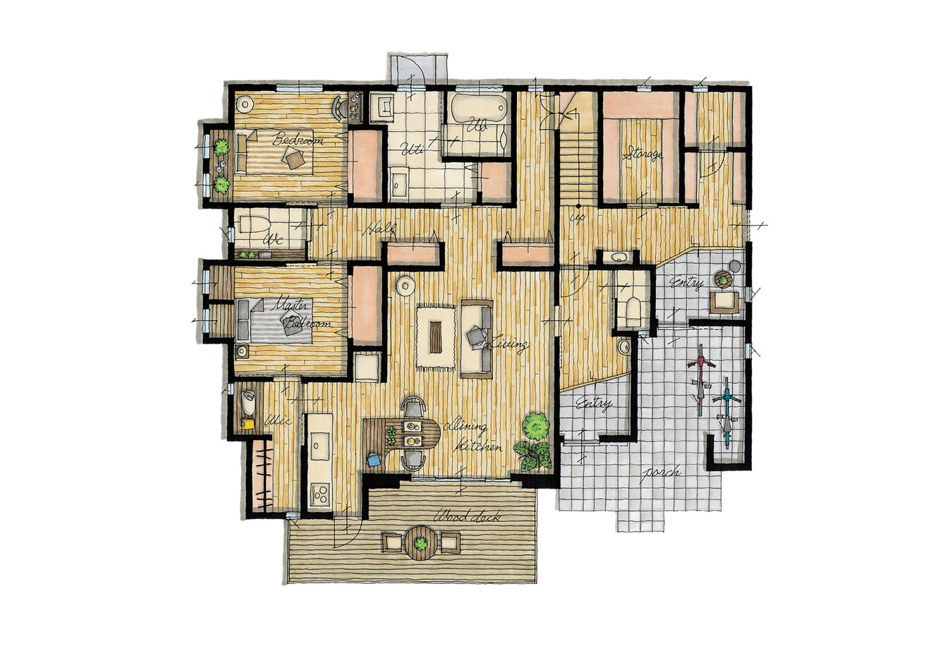 エフエフ住宅 玄関、水回り設備などそれぞれに設けた【完全2世帯型住宅】 1階(親世帯）