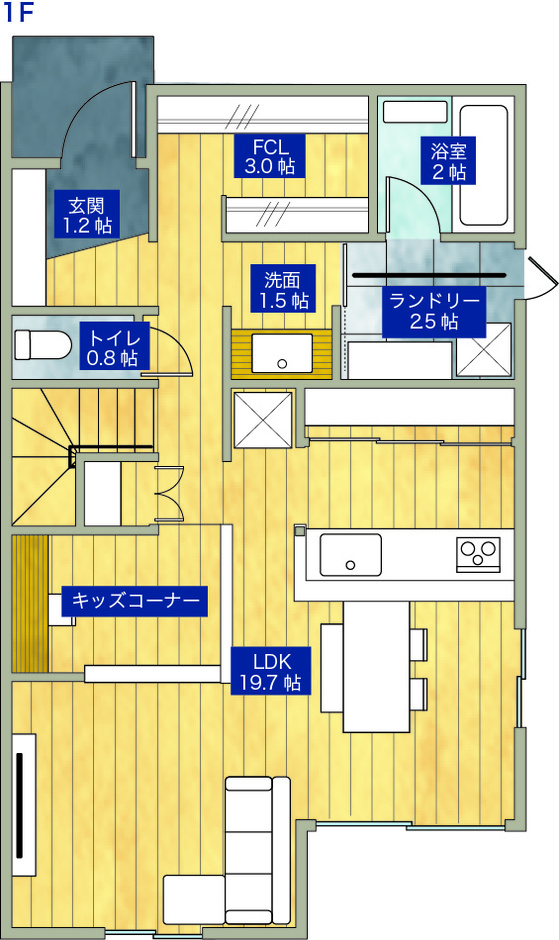 平屋建築ブルーハウス 建築家のテクニックが冴える1階完結型の2階建て 1階