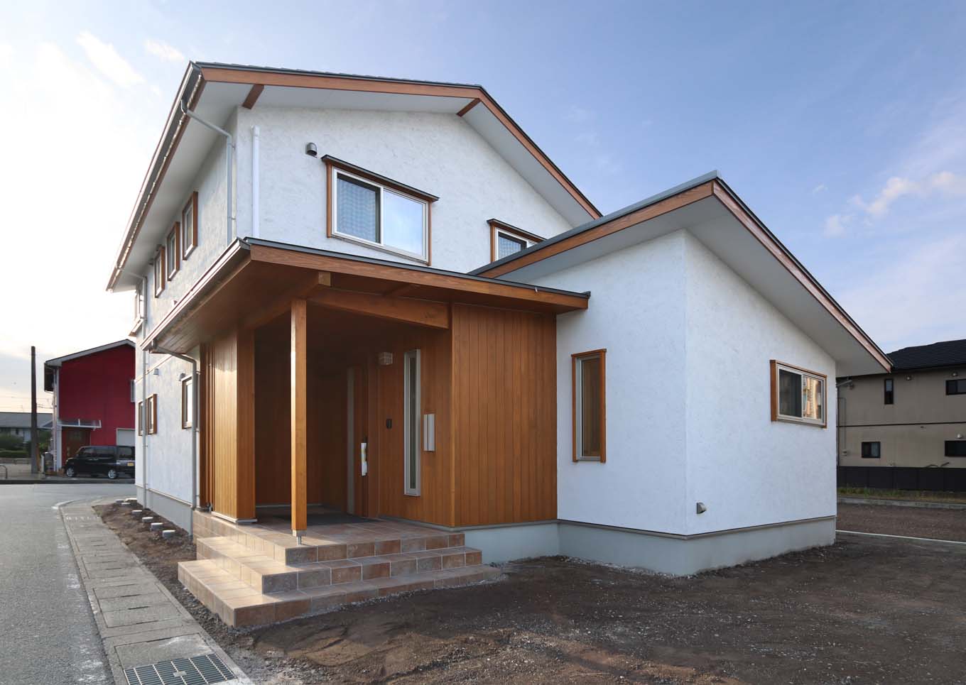 エコフィールド【自然素材、省エネ、間取り】メンテナンスフリーで、時が経つほどに味わいが出てくるシラスそとん壁の外壁