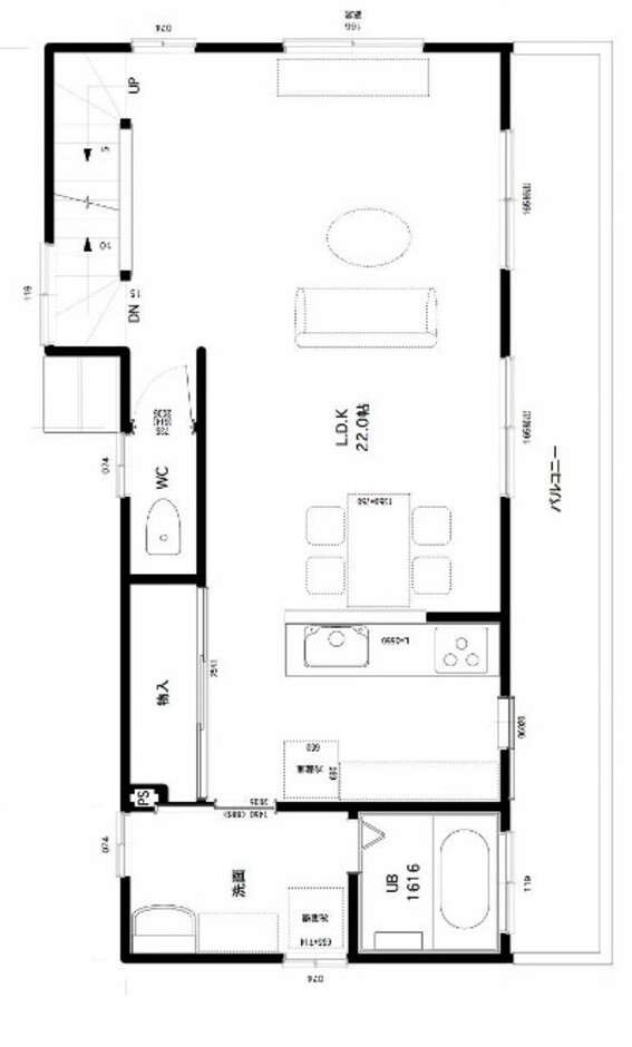 建築システム（狭小住宅専門店） 狭小プラン４４－間口１０．９ｍ（６間）木造３階建てビルトインガレージ　延床面積１５９㎡（４８坪） ２階