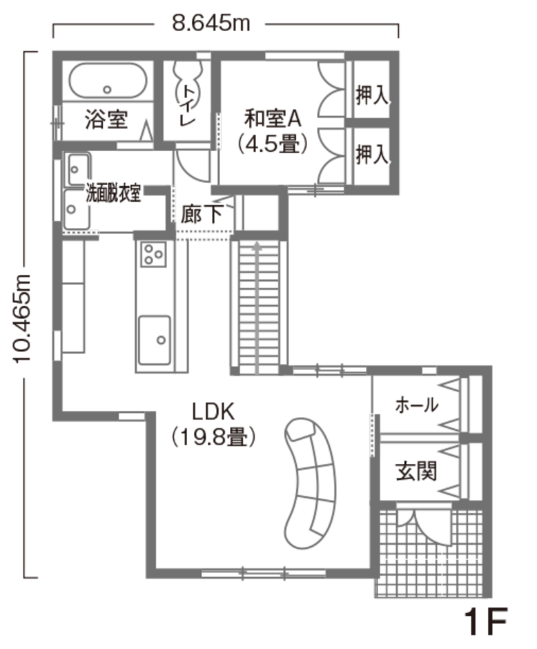 吉川住建 バーのような空間でおしゃれに暮らすBlack＆Whiteの家 1F