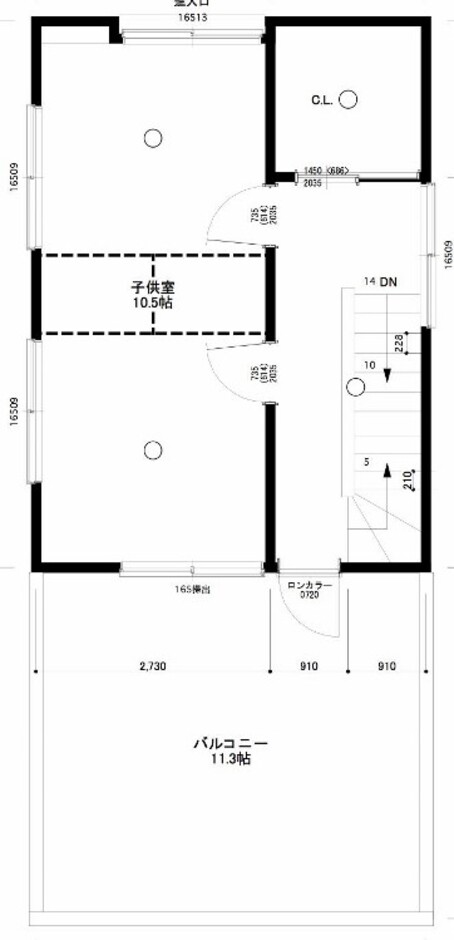 建築システム（狭小住宅専門店） プラン１５－間口４．５ｍ（２．５間）　３階建て　延床面積１２０㎡（３６坪） ３階