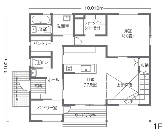 フジモクの家（富士木材） 家と庭がつながる住まいは窓際ベンチの休息もうれしい 1F