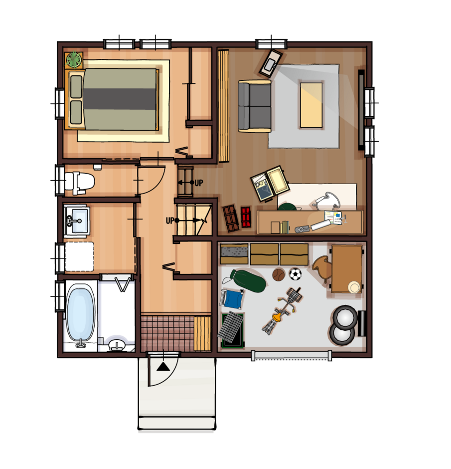 大和建設／BinO西尾南 BinO【Earth Park】スカイバルコニーで自然を感じる32坪の家 １階
