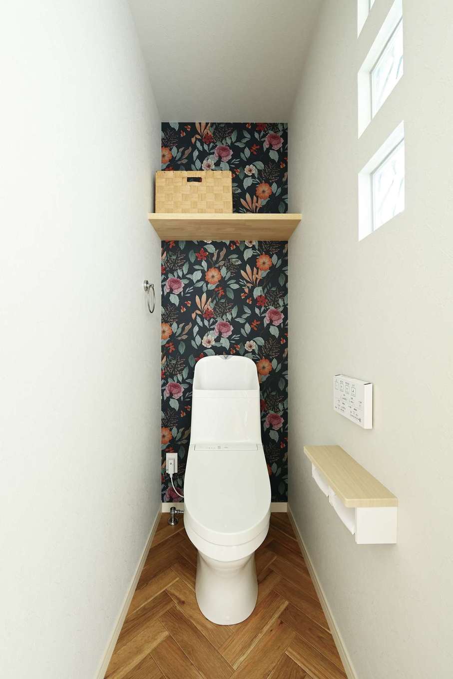 Yamaguchi Design 【デザイン住宅、収納力、間取り】大胆なクロス使いで自分らしさを演出したトイレ