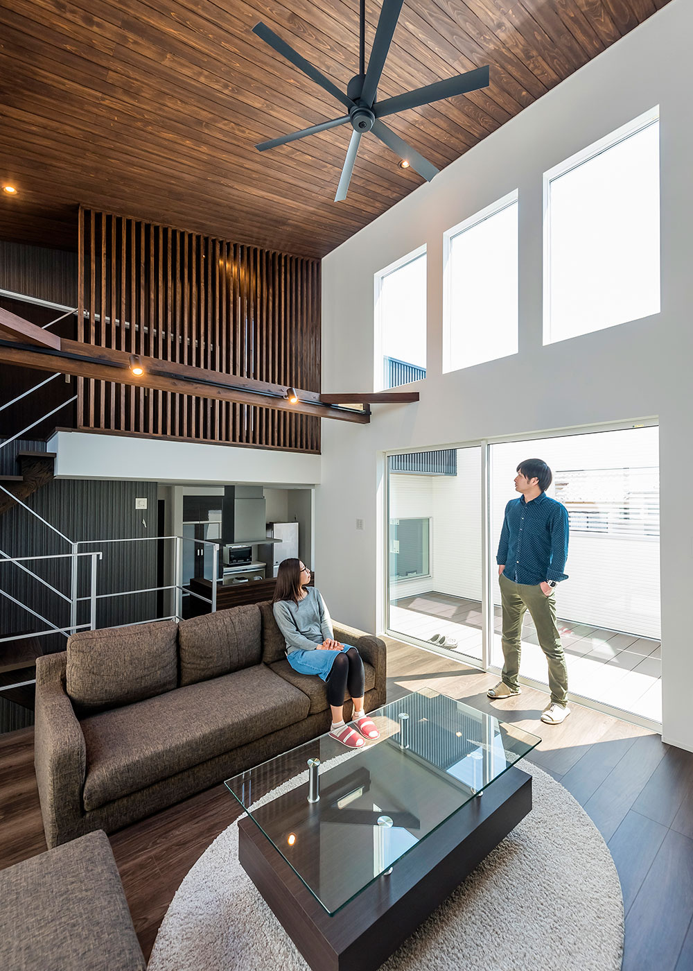 三和建設【デザイン住宅、間取り、スキップフロア】リビング