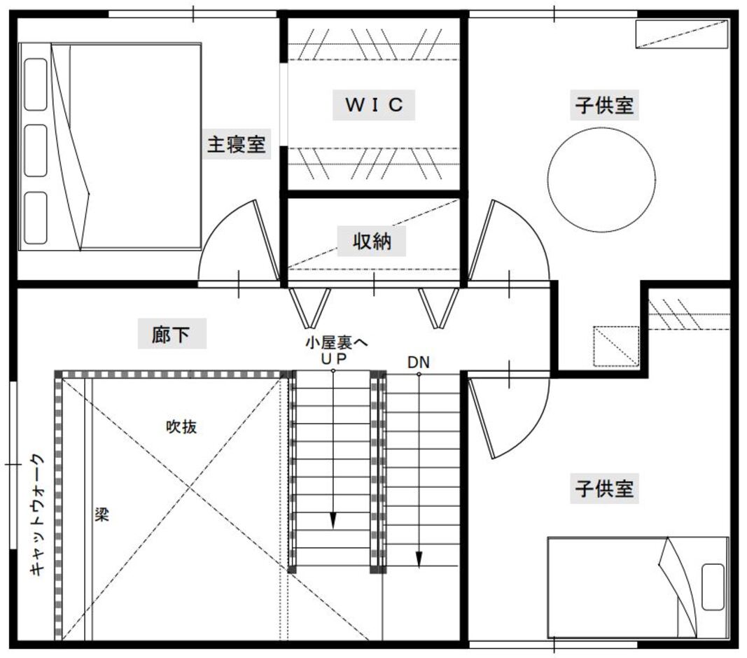 サイエンスホーム 日常も子育ても、アウトドア気分！ 土間とうんていのある無垢の家 2階