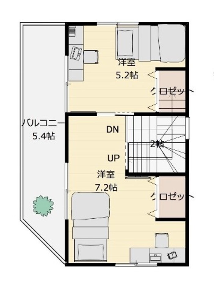 建築システム（狭小住宅専門店） プラン７－間口５．０ｍ（２．７間）　３階建て　延床面積９８㎡（２９．６坪） ３階