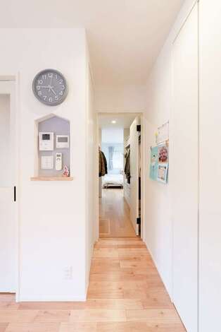 LDKから寝室までを一直線に配置。短い家事動線で時短を実現した