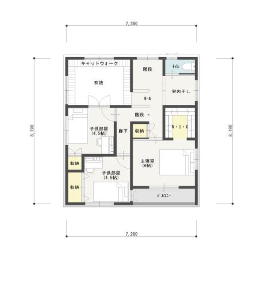 エフエフ住宅 隣家に囲まれた敷地でも明るさとプライバシーを確保できる中2階リビングのある解放感あふれる家 2階
