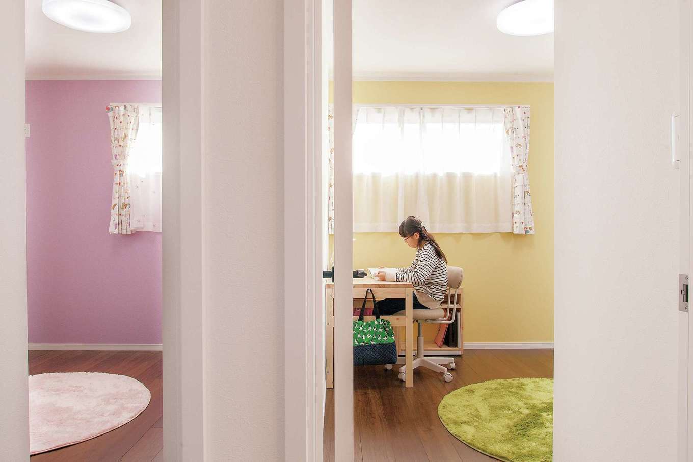 ハートホーム【子育て、輸入住宅、二世帯住宅】子ども部屋はお子さまたちが好きなカラーを選択