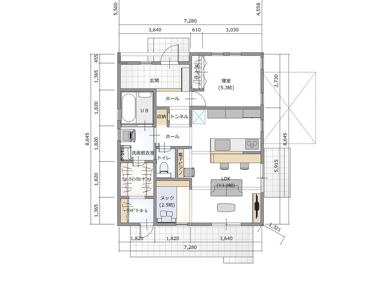 カクニシビルダー 袋小路にたたずむ思いの詰まった平屋 1階