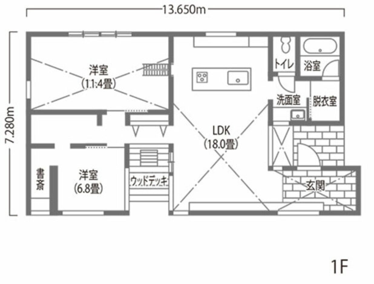 日本住建 ノイズレスな空間に時間がゆっくりと流れる平屋の家 1階