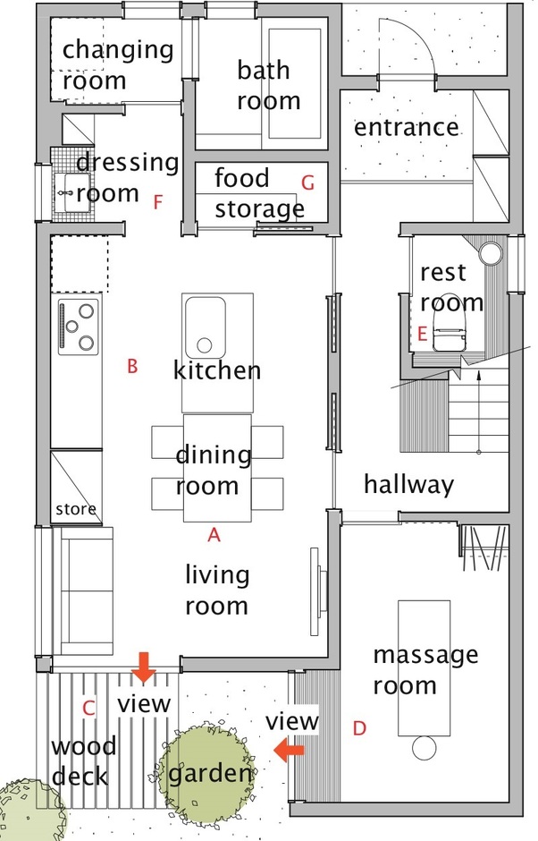 灯建築舎 小さな庭から広がる豊かな暮らし 1階