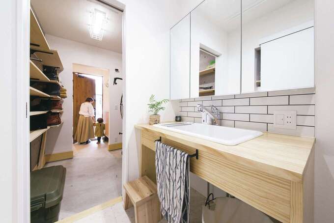 子ども達の手洗いうがいの習慣も自然と身に付く間取りに