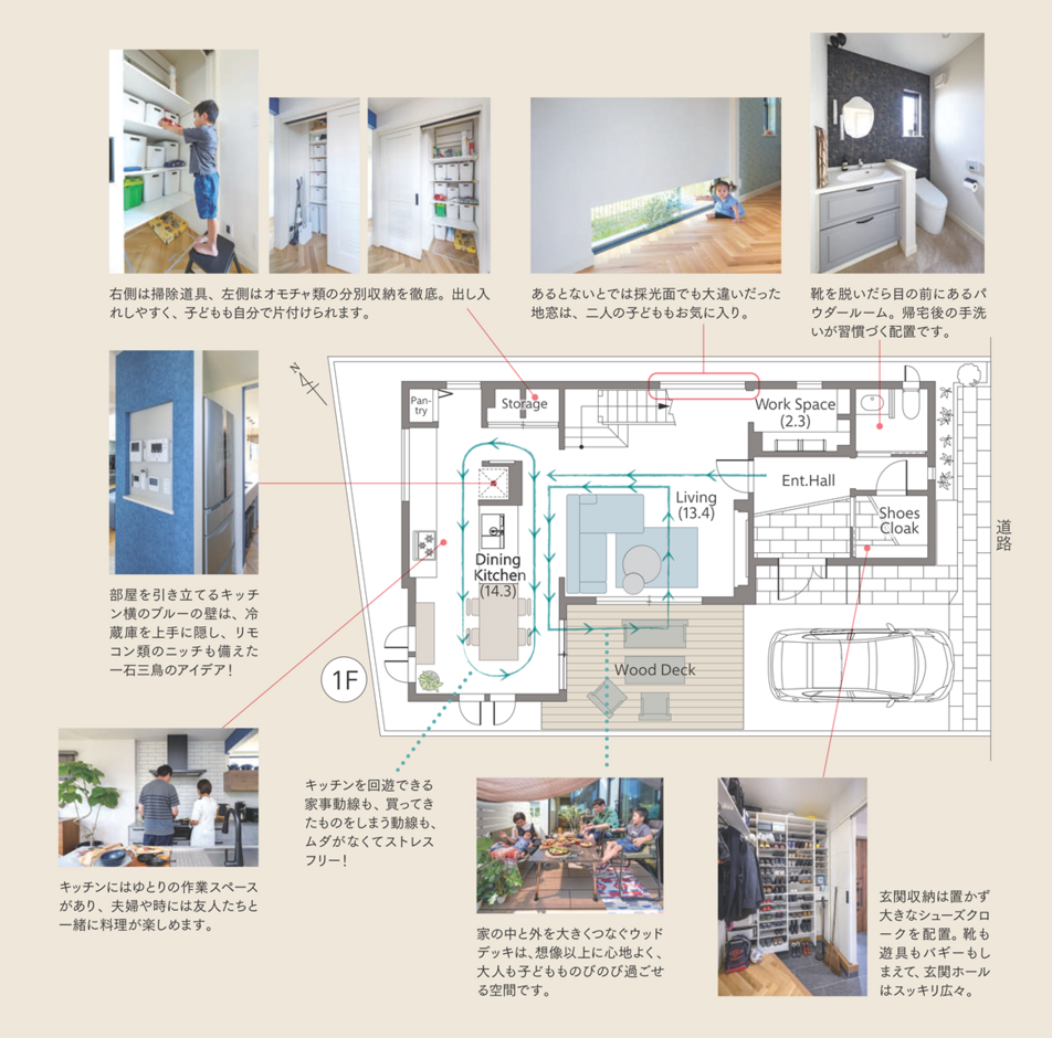 三井ホーム　静岡支店・静岡東支店 ウッドデッキで憩う、 家中がオープンスタイルの家 1階