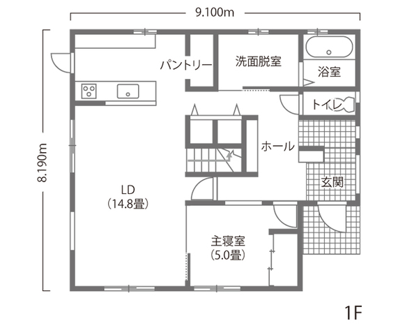 臼幸産業 回遊動線と将来を見据えた間取りで 大家族の今と未来を快適に 1F