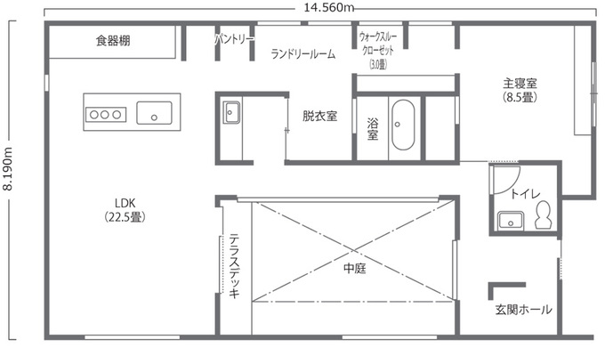 ハウスコネクト プライバシーと開放感を両立した、中庭のある平屋 平屋