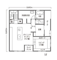 アイランドキッチンを起点とした家事ラク＆高耐震の家