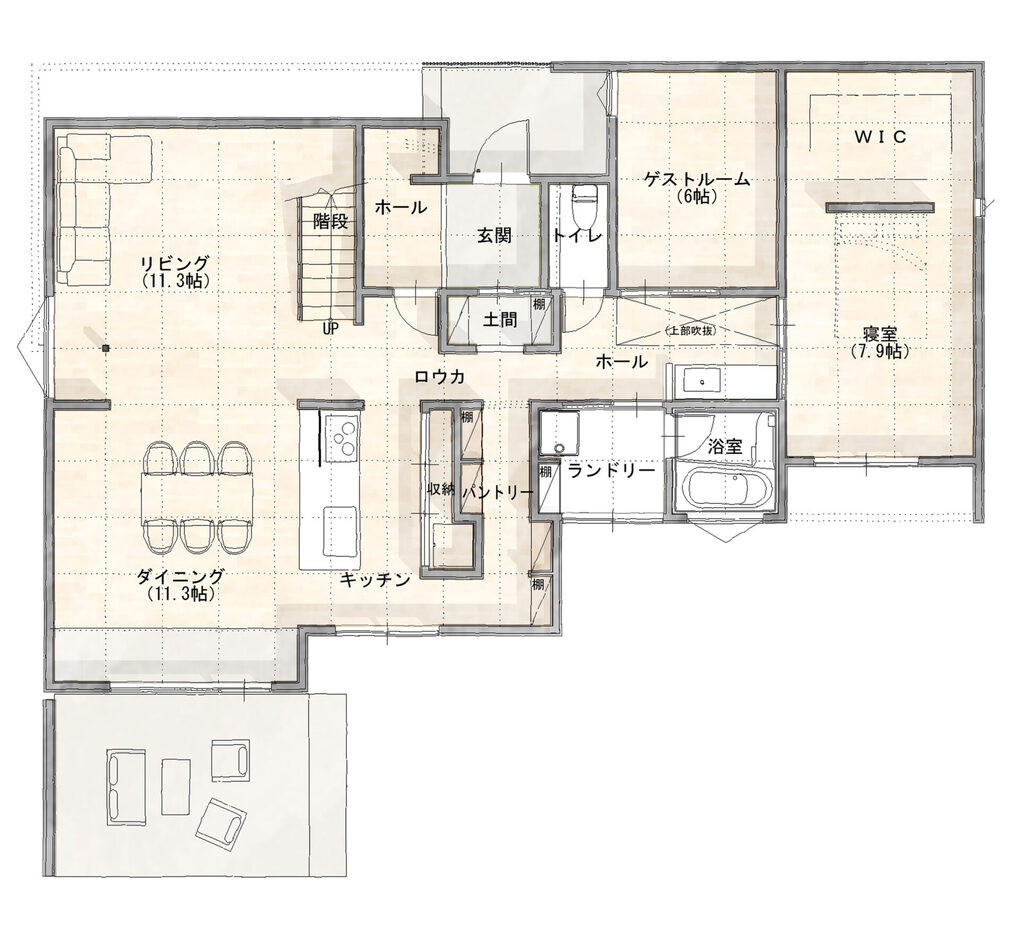 花みずき工房 オンもオフも豊かに暮らす家 1階