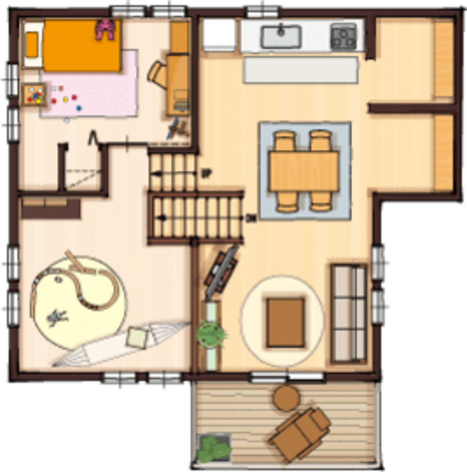 大和建設／BinO西尾南 BinO【ALLen】三角屋根とウッドバルコニーがかわいらしい36坪の家 2階