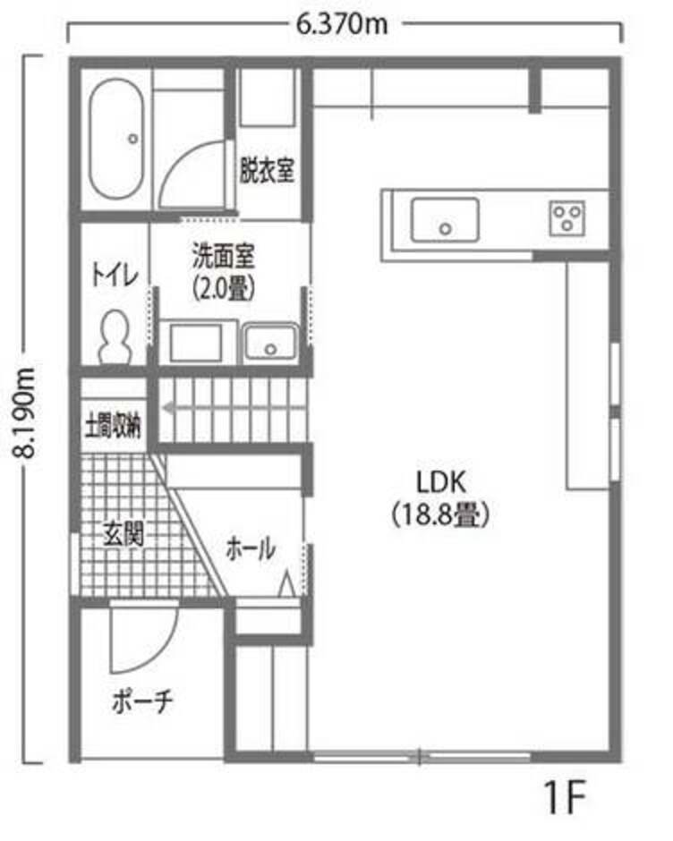 DAITOKU（大得工務店） 【27坪】効率的な家事動線の間取り 1階
