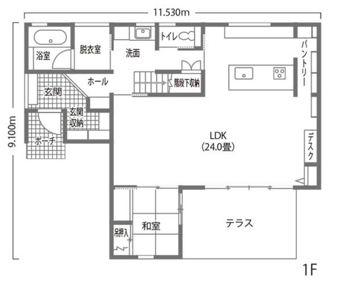 内田建設 豊田市　オリジナルのワインセラーがある家 1階