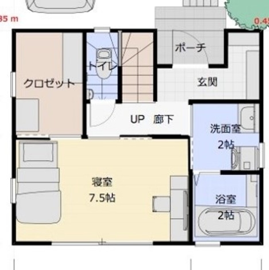建築システム（狭小住宅専門店） プラン４－間口６．４ｍ（３．５間）　３階建て　延床面積１０３㎡（３１．３坪） １階