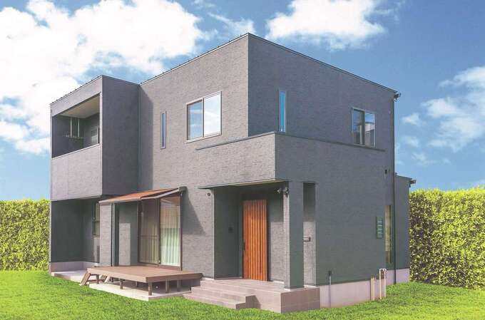 「温かみのある天然木の内観とのギャップを楽しめるように、あえて黒を基調にモダンな外観にしました」と奥さま。建物は耐震等級３の長期優良住宅仕様