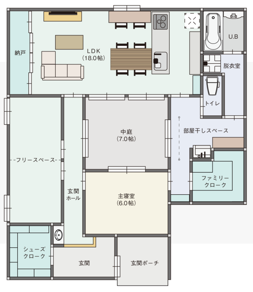 ARCHITECT STUDIO TEGOKORO （遠藤建築店） カーテンのいらない平屋の家 1階