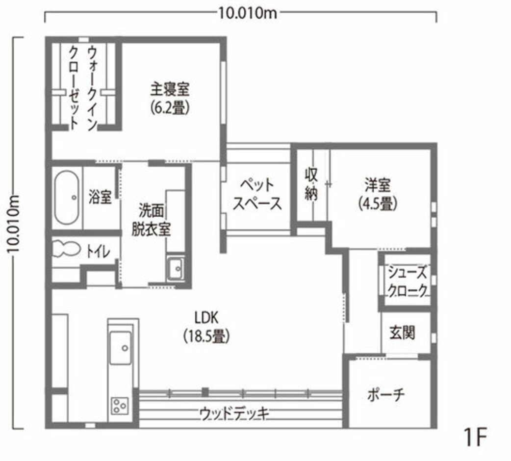 DAITOKU（大得工務店） 【23坪】快適な回遊動線で愛犬と暮らす平屋 1階