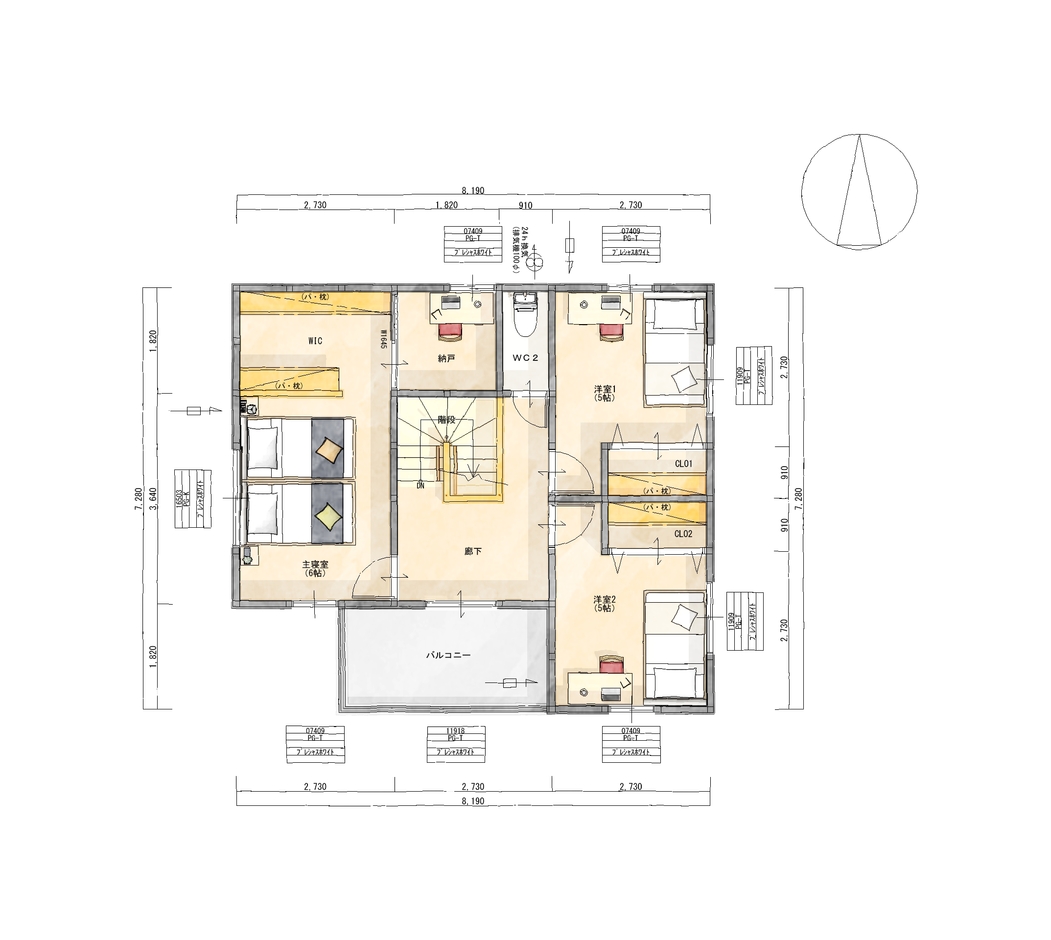 JUST LUCKY HOUSE（山田工務店） 南道路 34坪1,995万（月々5.1万円） 2階