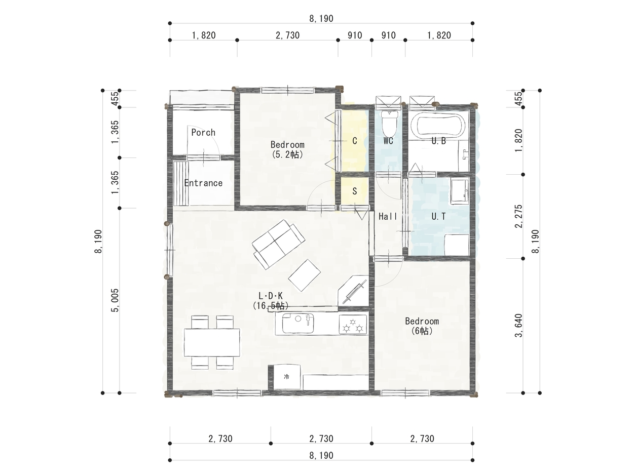 リンゾー ミドルエイジのご夫婦様への「無駄をそぎ落としたシンプルなプラン」 1F