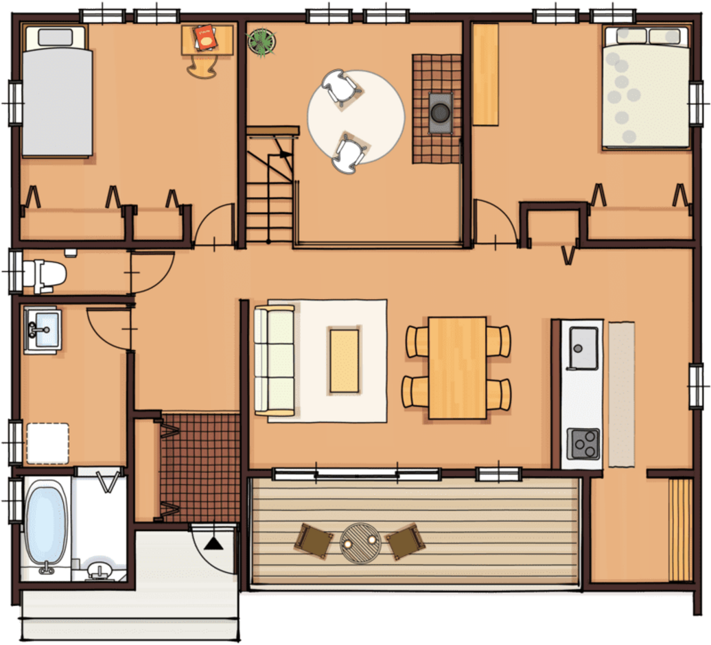 大和建設／BinO西尾南 BinO【PEEAKS】セカンドリビングで家族がつながる26.5坪の家 １階