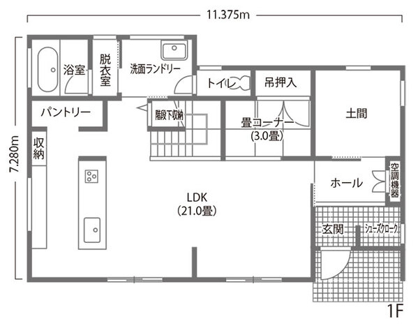 KUREKEN HAUS（榑林建設） 共働き夫婦が叶える「間取り・デザイン・高性能」にこだわった家 1F