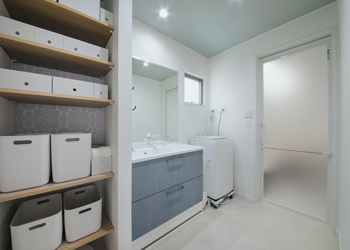 ナイスホーム【デザイン住宅、趣味、間取り】「洗う・干す・しまう」を一か所で完結できるサニタリーが、共働き夫婦の家事時間を大幅に短縮