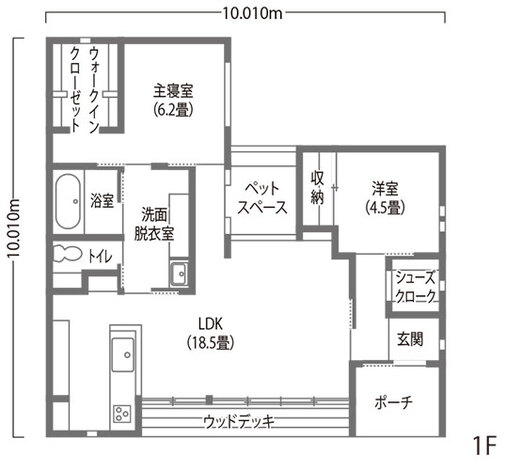 DAITOKU（大得工務店） 23坪の平屋で叶える愛犬との快適な暮らし 1階