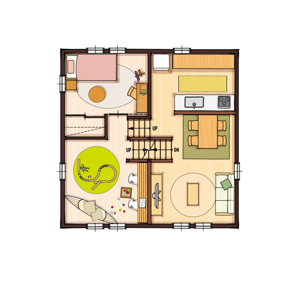 大和建設／BinO西尾南 BinO【Earth Park】スカイバルコニーで自然を感じる32坪の家 ２階