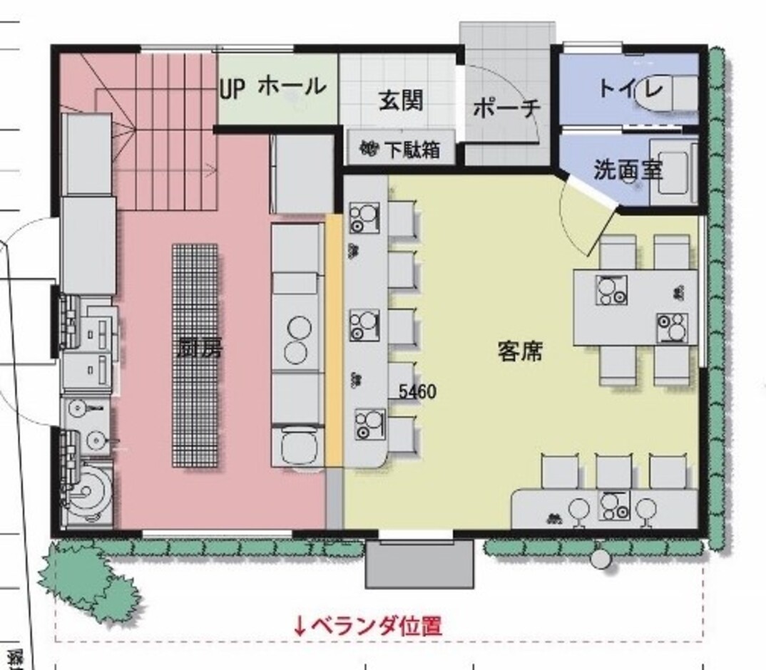 建築システム（狭小住宅専門店） プラン２８－間口７．２ｍ（４．0間）３階建店舗併用　延床面積１４４㎡（４３．５坪） １階
